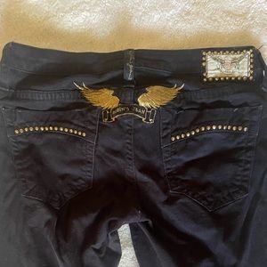 Black and Gold Robins Jean size 28 waist